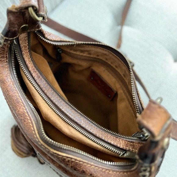 Patricia Nash Tooled Leather Brown Adjustable Beaumont Flap Boho Crossbody Bag - Picture 10 of 11